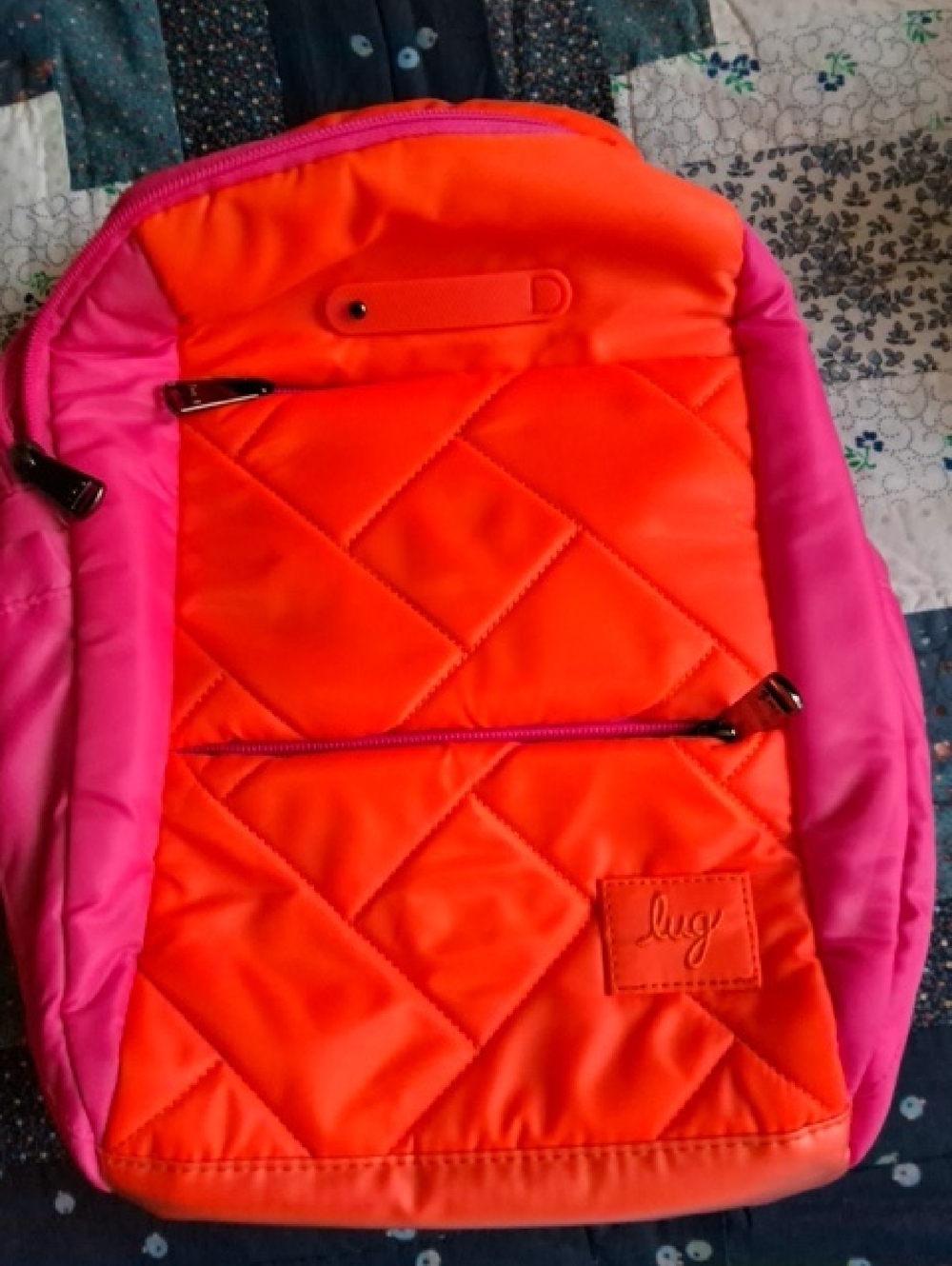 Lug Hopper Shorty Quilted Orange and Pink Backpack